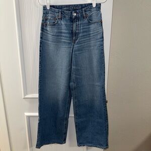 american eagle curvy super-high rise baggy straight jeans
